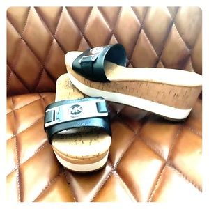 Michael Kors black leather size 7  slip on shoes